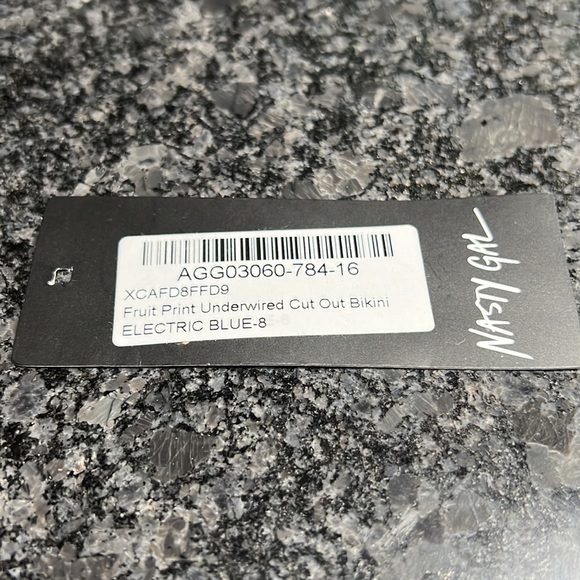 Nasty Gal Fruit Print High Underwire Cutout Blue Bikini Top - Picture 6 of 6